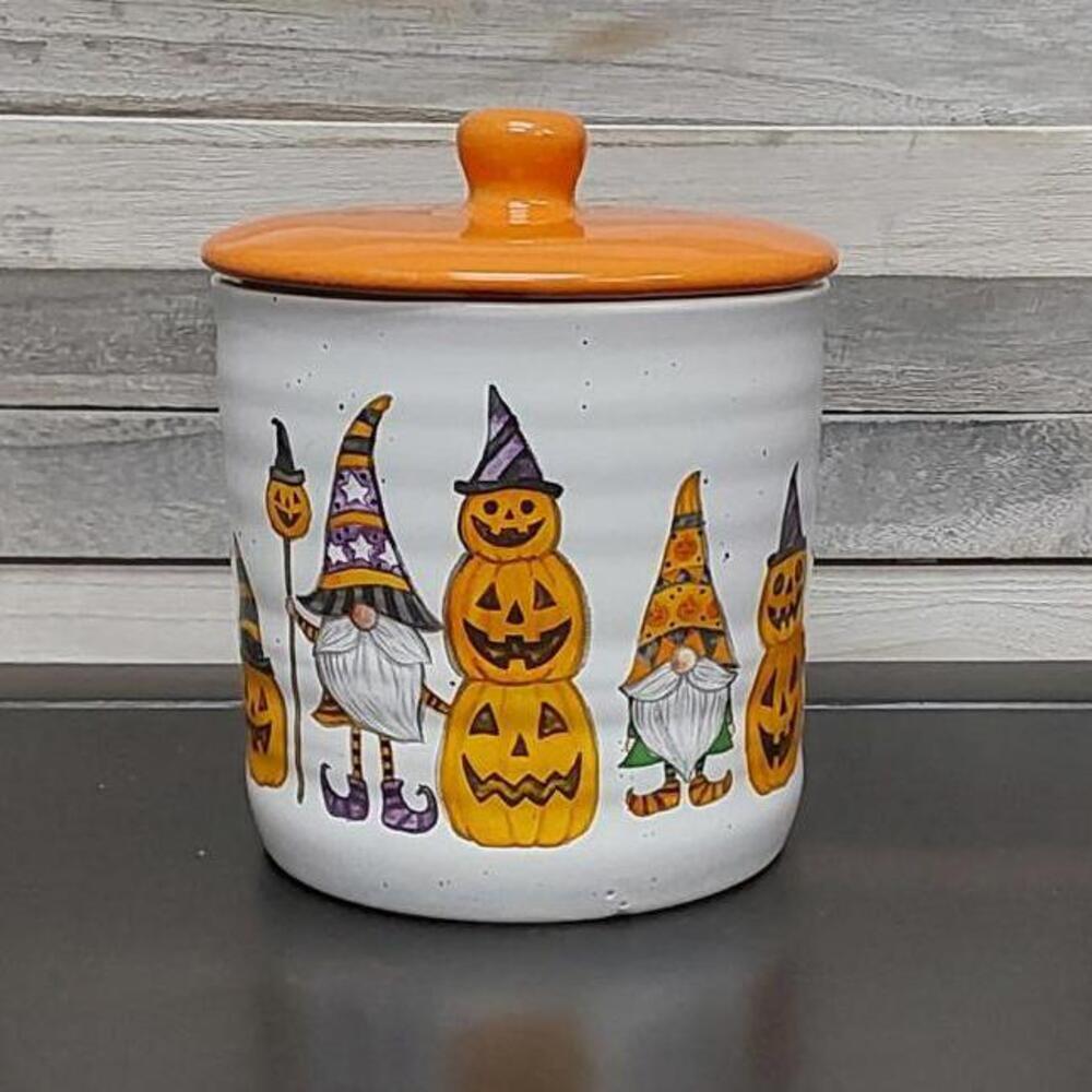 Halloween Gnome Pumpkin Canister Jar | Cobwebs & Cauldrons